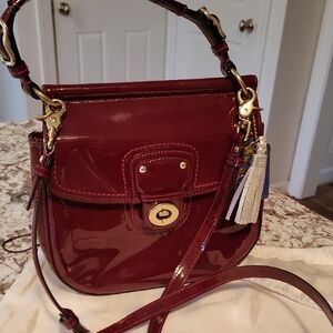 Coach Willis Crimson Red Patent Leather Top Handle Crossbody
